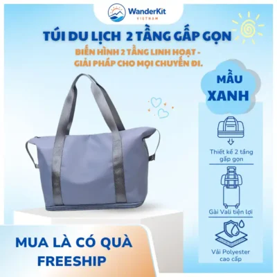 Túi Xách Du Lịch Đa Năng 2 Tầng WanderKit - Chống Thấm, Gấp Gọn, Gài Được Vali