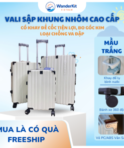 Vali Khoá Sập Khung Nhôm Cao Cấp - Có Khay Để Cốc
