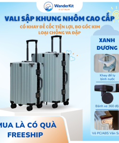 Alternative view of Vali Khoá Sập Khung Nhôm Cao Cấp - Có Khay Để Cốc